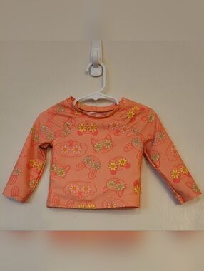Cat & Jack Girls Rashguard Swim Shirt Cats Dogs Bunnies Flowers 18 Months